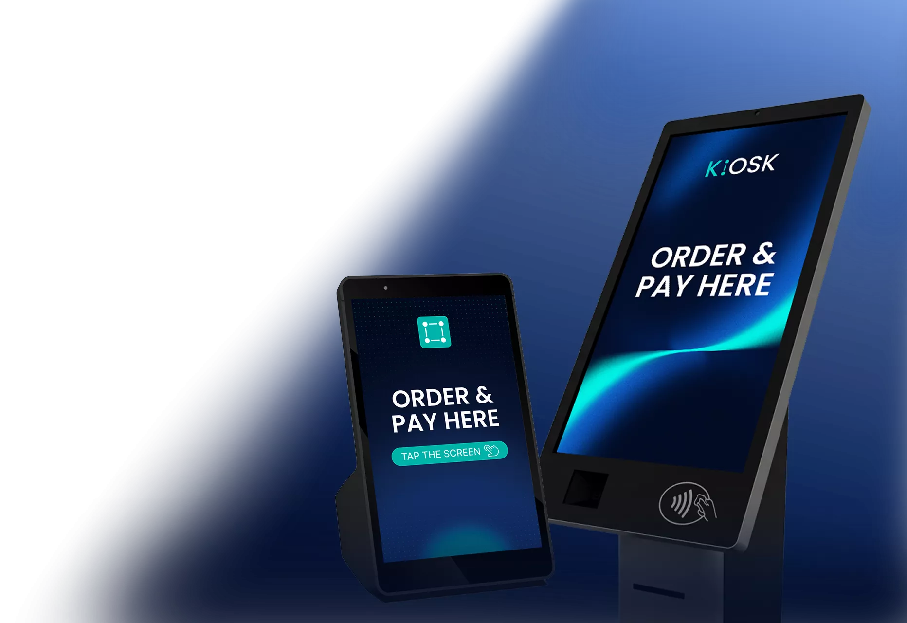 Self-service ordering kiosk and tablet